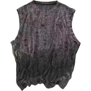 image:imageRoseSeek Mens Distressed Ripped Tank Top Crewneck Sleeveless Tank Tops Summer Clothes StreetwearGrey