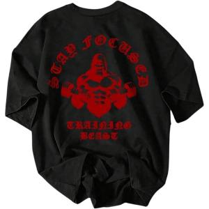 image:imageRoseSeek Mens Graphic Tees Crew Neck Short Sleeve T Shirts Summer Casual StreetwearBlack Graphic Red