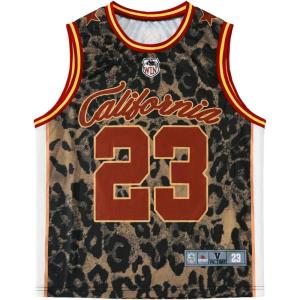 image:imageRoseSeek Mens Jersey Shirts Leopard Number Print Sleeveless Tank Tops Athletic Sports Basketball ShirtsBrown
