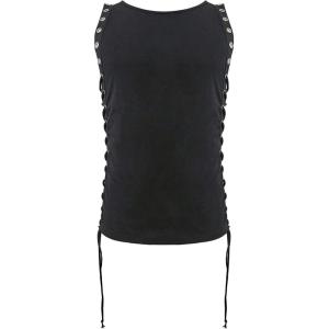 image:imageRoseSeek Mens Lace Up Tie Side Party Club Tank Top Sleeveless Fitted Summer Crop Tops Going Out UndershirtsBlack