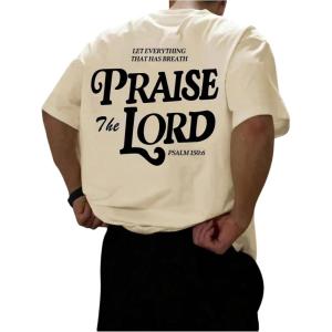image:imageRoseSeek Mens Letter Graphic Tees Crew Neck Short Sleeve T Shirts Casual StreetwearApricot