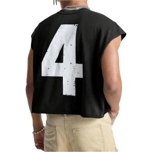 image:imageRoseSeek Mens Number Graphic Short Cap Sleeve Tank Tops Summer Crew Neck Baggy Workout Muscle TShirtsBlack