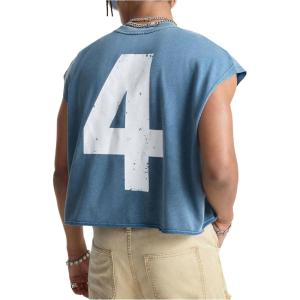 image:imageRoseSeek Mens Number Graphic Short Cap Sleeve Tank Tops Summer Crew Neck Baggy Workout Muscle TShirtsBlue