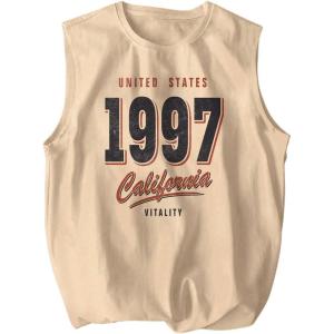 image:imageRoseSeek Mens Number Print Jersey Tank Top Crew Neck Sleeveless Graphic Vest TopsKhaki
