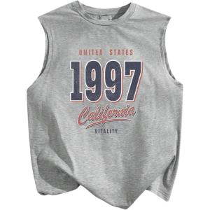 image:imageRoseSeek Mens Number Print Jersey Tank Top Crew Neck Sleeveless Graphic Vest TopsLight Grey