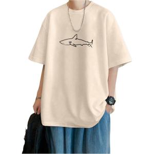 image:imageRoseSeek Mens Oversized Graphic Tees Half Sleeve Drop Shoulder Summer Casual T ShirtApricot