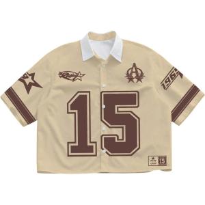 image:imageRoseSeek Mens Retro Button Down Jersey Shirts Number Graphic Collared Baseball Shirt Short Sleeve StreetwearKhaki