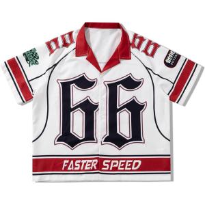 image:imageRoseSeek Mens Retro Button Down Jersey Shirts Number Graphic Collared Baseball Shirt Short Sleeve StreetwearRed and White