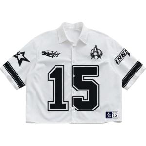 image:imageRoseSeek Mens Retro Button Down Jersey Shirts Number Graphic Collared Baseball Shirt Short Sleeve StreetwearWhite