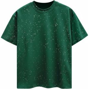 image:imageRoseSeek Mens Rhinestone T Shirts Glitter Crewneck Short Sleeve Casual Summer Tops Tee ShirtDark Green