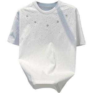 image:imageRoseSeek Mens Rhinestone T Shirts Glitter Crewneck Short Sleeve Casual Summer Tops Tee ShirtWhite