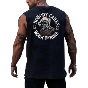 image:imageRoseSeek Mens Skull Graphic Summer Tank Tops Crew Neck Gym Workout Funny Sleeveless Tee Shirts for MensBlack