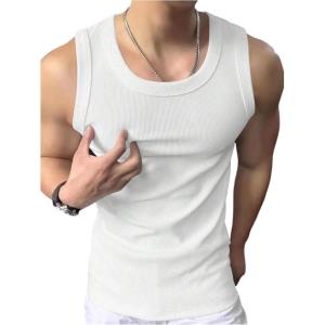 image:imageRoseSeek Mens Summer Tank Tops Sleeveless Undershirts Tank Basic Workout Gym Muscle ShirtsWhite