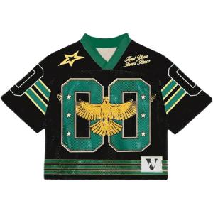 image:imageRoseSeek Mens Y2K Mesh Jersey Shirts V Neck Half Sleeve Number Graphic Tees Color Block Sport T ShirtBlack Green