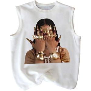 image:imageRoseSeek Retro Graphic Tank Top for Men Crew Neck Summer Sleeveless Tops Hippop StreetwearPrint White