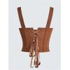 image:imageRoseSeek Womens Y2K Vintage Lace Up Back Square Neck Corset Tank Top Western Cowgirl Outfits Overbust Top Boned BodyshaperBrown