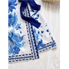 image:imageRoseSeek Womens Tropical Print Wrap V Neck Mini Dress Tie Waist Sleeveless Summer Vacation Boho DressesBlue White