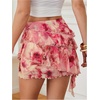 image:imageRoseSeek Womens Boho Tropical Floral Mini Skirts Bodycon Ruffle Layered Skirt Beach Vacation OutfitDusty Pink