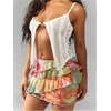 image:imageRoseSeek Womens Boho Tropical Floral Mini Skirts Bodycon Ruffle Layered Skirt Beach Vacation OutfitMulticolor