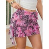 image:imageRoseSeek Womens Boho Tropical Floral Mini Skirts Bodycon Ruffle Layered Skirt Beach Vacation OutfitMulticolor Cheetah