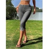 image:imageRoseSeek Womens Gingham Split Leggings Lace Low Rise Elastic Waist Skinny Capri PantsBlack and White