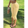 image:imageRoseSeek Womens Gingham Split Leggings Lace Low Rise Elastic Waist Skinny Capri PantsLight Yellow