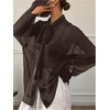 image:imageRoseSeek Womens Mesh Sheer Button Up Blouses Sexy See Through Tops Knot Front Flowy Long Sleeve ShirtsCoffee Brown
