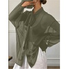 image:imageRoseSeek Womens Mesh Sheer Button Up Blouses Sexy See Through Tops Knot Front Flowy Long Sleeve ShirtsOlive Green