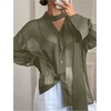 image:imageRoseSeek Womens Mesh Sheer Button Up Blouses Sexy See Through Tops Knot Front Flowy Long Sleeve ShirtsOlive Green