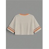 image:imageRoseSeek Womens Oversized Jersey Shirts Mesh Number Graphic Tees V Neck Streetwear Y2k Crop TopsBeige Orange