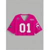 image:imageRoseSeek Womens Oversized Jersey Shirts Mesh Number Graphic Tees V Neck Streetwear Y2k Crop TopsHot Pink