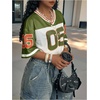image:imageRoseSeek Womens Oversized Jersey Shirts Mesh Number Graphic Tees V Neck Streetwear Y2k Crop TopsOlive Green