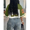 image:imageRoseSeek Womens Oversized Jersey Shirts Mesh Number Graphic Tees V Neck Streetwear Y2k Crop TopsOlive Green