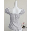 image:imageRoseSeek Womens Ruffle Frill Blouses Tops Puff Sleeve Scoop Neck Summer Shirts Cutesy OutfitLight Grey