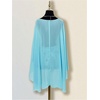 image:imageRoseSeek Womens Sheer Poncho Tops High Low Chiffon Shawl Boat Neck Ruffle Hem CapeBlue