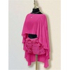 image:imageRoseSeek Womens Sheer Poncho Tops High Low Chiffon Shawl Boat Neck Ruffle Hem CapeHot Pink