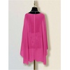 image:imageRoseSeek Womens Sheer Poncho Tops High Low Chiffon Shawl Boat Neck Ruffle Hem CapeHot Pink