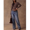 image:imageRoseSeek Womens Striped Off The Shoulder Tops Long Sleeve Fitted Cropped Tshirts Elegant Going Out OutfitsCoffee Brown