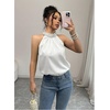 image:imageRoseSeek Womens Summer Halter Tops Beaded Sleeveless Blouses Casual Dressy Elegant Work Blouse ShirtsWhite