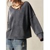 image:imageRoseSeek Womens V Neck Cut Out Open Back Sweatshirt Long Sleeve Drop Shoulder Loose Pullovers