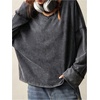 image:imageRoseSeek Womens V Neck Cut Out Open Back Sweatshirt Long Sleeve Drop Shoulder Loose Pullovers