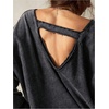 image:imageRoseSeek Womens V Neck Cut Out Open Back Sweatshirt Long Sleeve Drop Shoulder Loose Pullovers