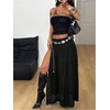 image:imageRoseSeek Womens Western Boho Lace Maxi Skirt Low Rise High Slit Flowy Country Cowgirl Skirts Trendy OutfitsBlack