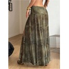 image:imageRoseSeek Womens Western Boho Lace Maxi Skirt Low Rise High Slit Flowy Country Cowgirl Skirts Trendy OutfitsGreen