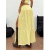 image:imageRoseSeek Womens Western Boho Lace Maxi Skirt Low Rise High Slit Flowy Country Cowgirl Skirts Trendy OutfitsLight Yellow