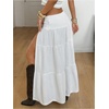 image:imageRoseSeek Womens Western Boho Lace Maxi Skirt Low Rise High Slit Flowy Country Cowgirl Skirts Trendy OutfitsSolid White