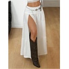 image:imageRoseSeek Womens Western Boho Lace Maxi Skirt Low Rise High Slit Flowy Country Cowgirl Skirts Trendy OutfitsSolid White