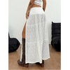 image:imageRoseSeek Womens Western Boho Lace Maxi Skirt Low Rise High Slit Flowy Country Cowgirl Skirts Trendy OutfitsWhite