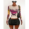 image:imageRoseSeek Womens Y2K Letter Graphic T Shirt Long Sleeve Crew Neck Tee Party Festival TopsBeige Pink