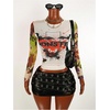 image:imageRoseSeek Womens Y2K Letter Graphic T Shirt Long Sleeve Crew Neck Tee Party Festival TopsMulticolor